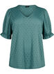 V-neck blouse with hole pattern, Sea Pine, Packshot image number 0