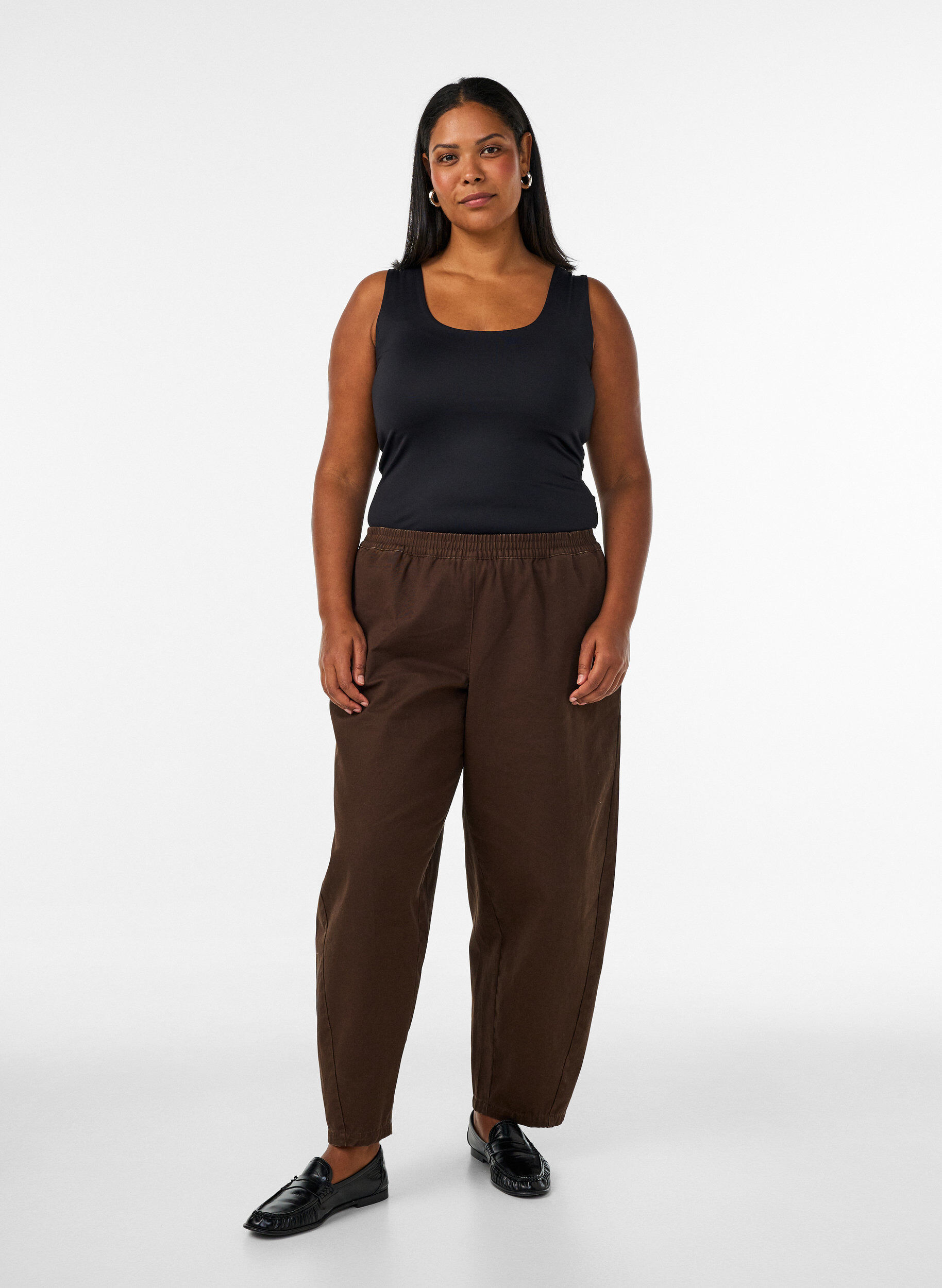ZizzifashionFitted basic top with reversible feature, Black, Model image number 1