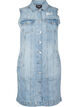 Sleeveless denim dress with raw edge details, Light Blue Denim, Packshot image number 0