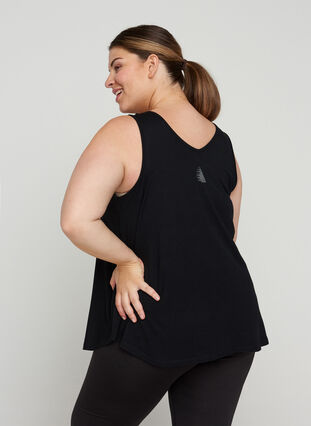 Exercise top with an a-line and print, Black Holo, Model image number 1