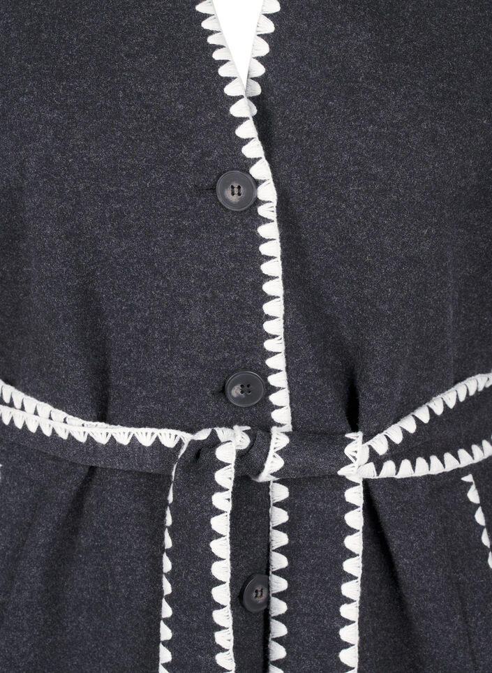 Coat with contrast-coloured edges, Dark Grey Melange, Packshot image number 2