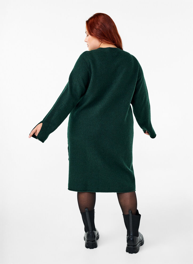 Knitted dress with a round neck and slit, Scarab Mel., Model image number 1