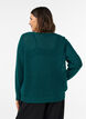 Knitted blouse with a textured openwork pattern, Green, Model image number 2