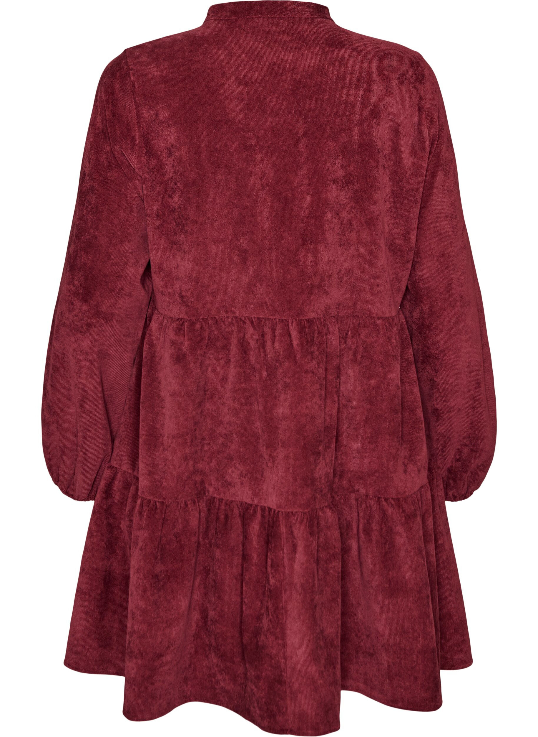 ZizzifashionCorduroy dress with A-line shape and stand collar, Red, Packshot image number 1