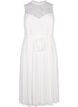 Sleeveless dress with lace and pleats, Bright White, Packshot image number 0