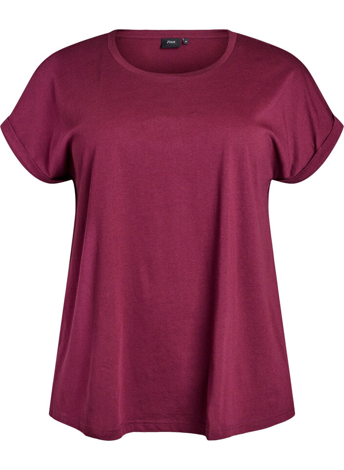 Short sleeved cotton blend t-shirt, Red, Packshot image number 0