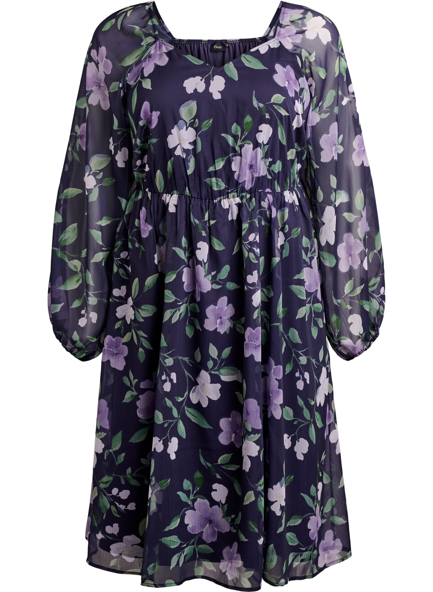 Chiffon party dress with long sleeves