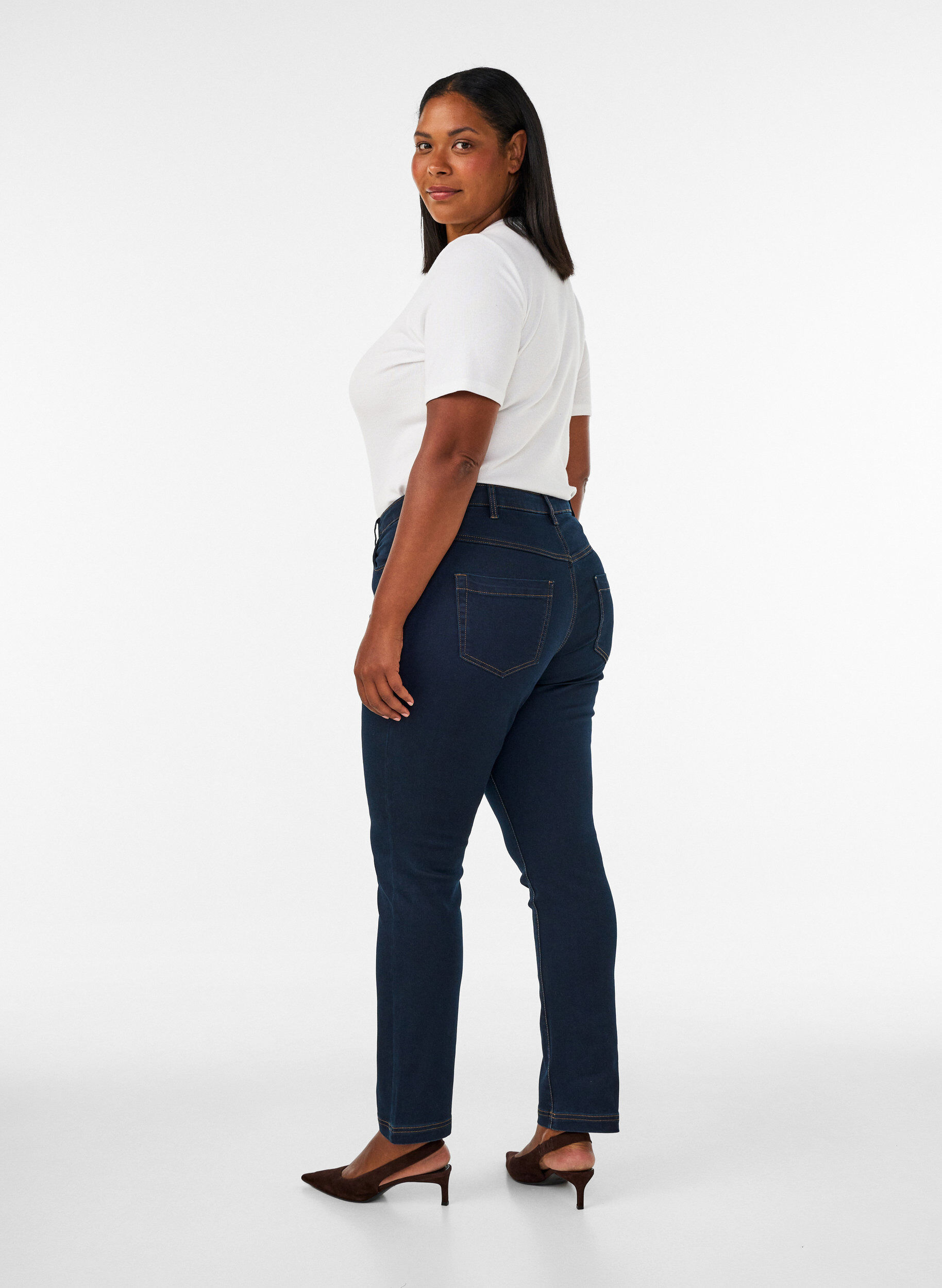 ZizzifashionSlim fit Emily jeans with normal waist, Blue, Model image number 2