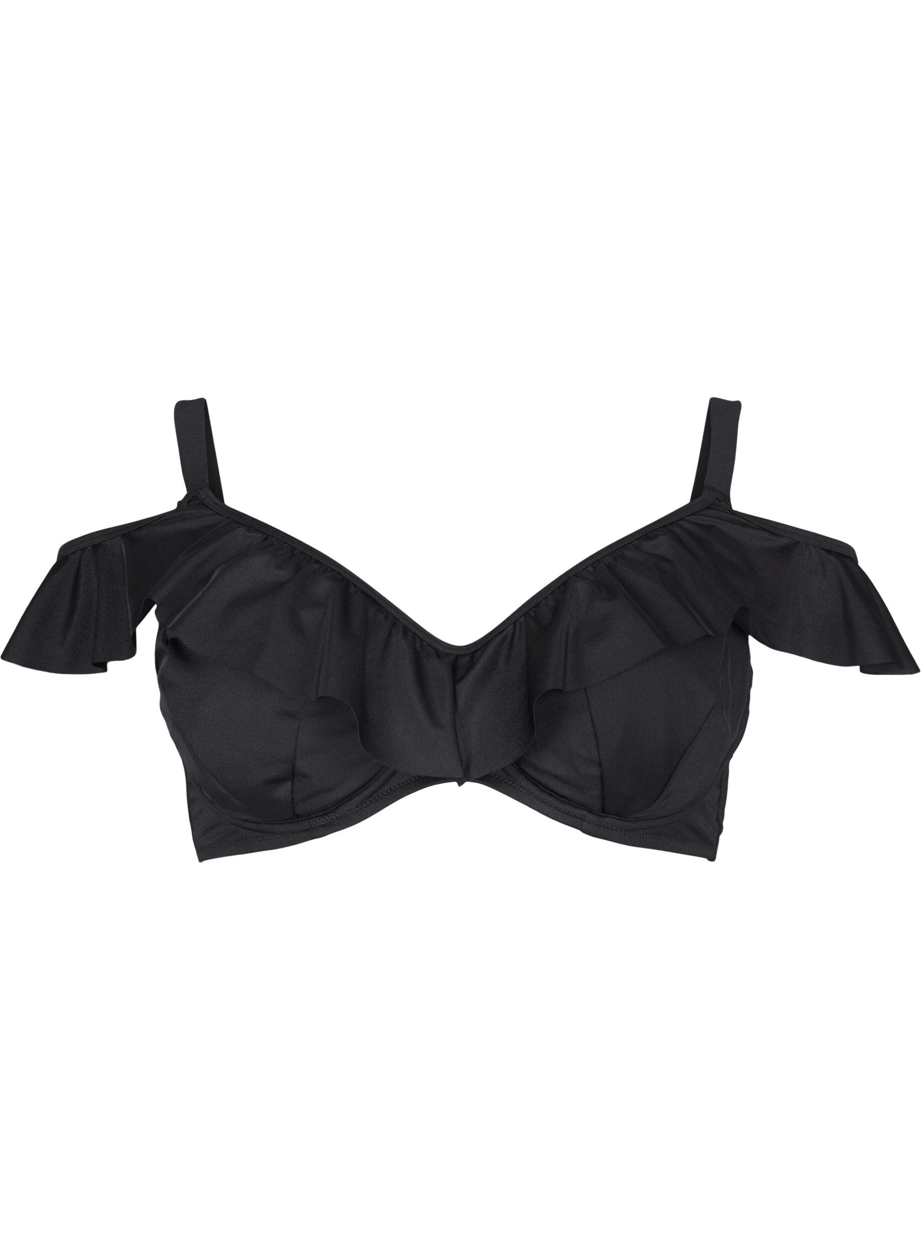 Bikini top with ruffles and underwire