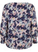 Floral blouse with long sleeves and V-neck, Night Sky AOP Flower, Packshot image number 1