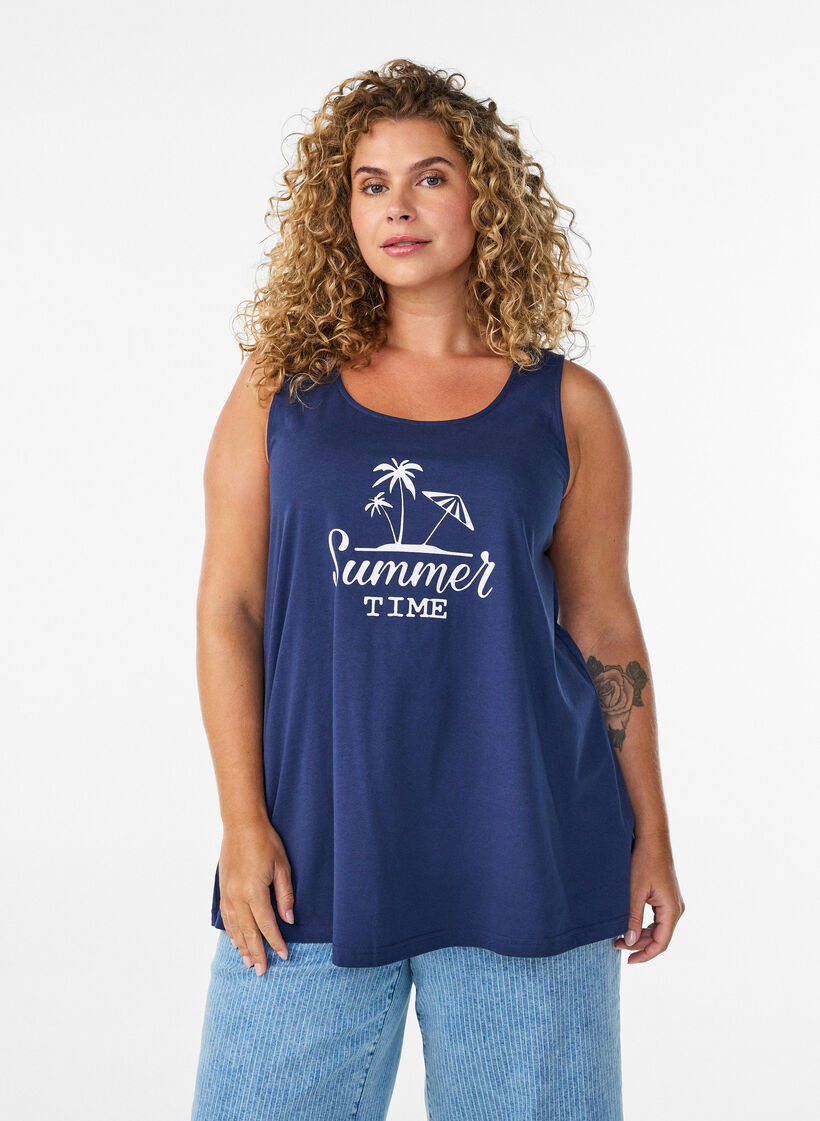 Cotton top with a-shape, Blue, Model image number 0