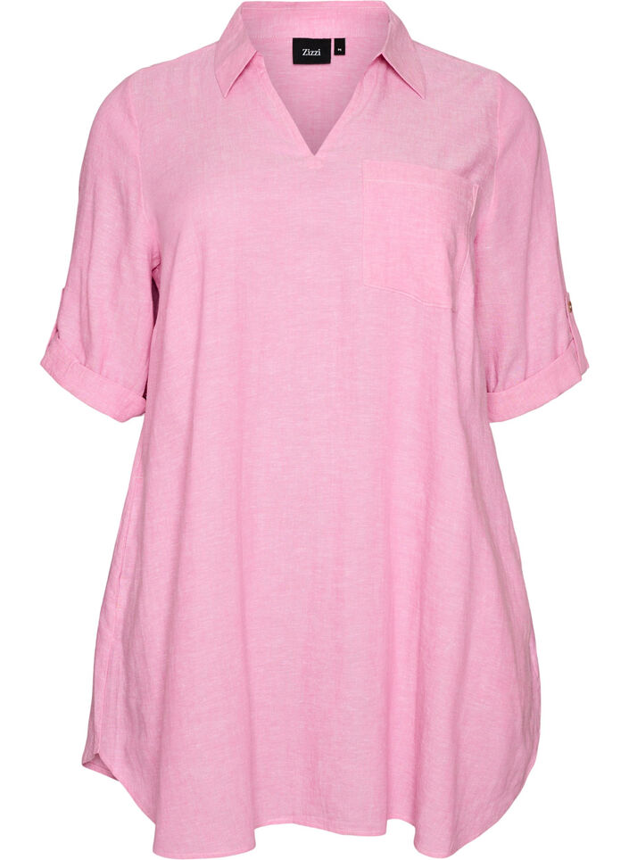 Linen and viscose tunic with A-shape, 2169, Packshot image number 0