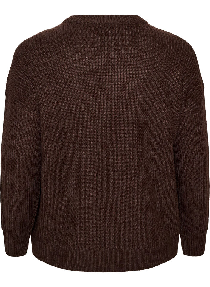 Knit cardigan with zip, Brown, Packshot image number 1