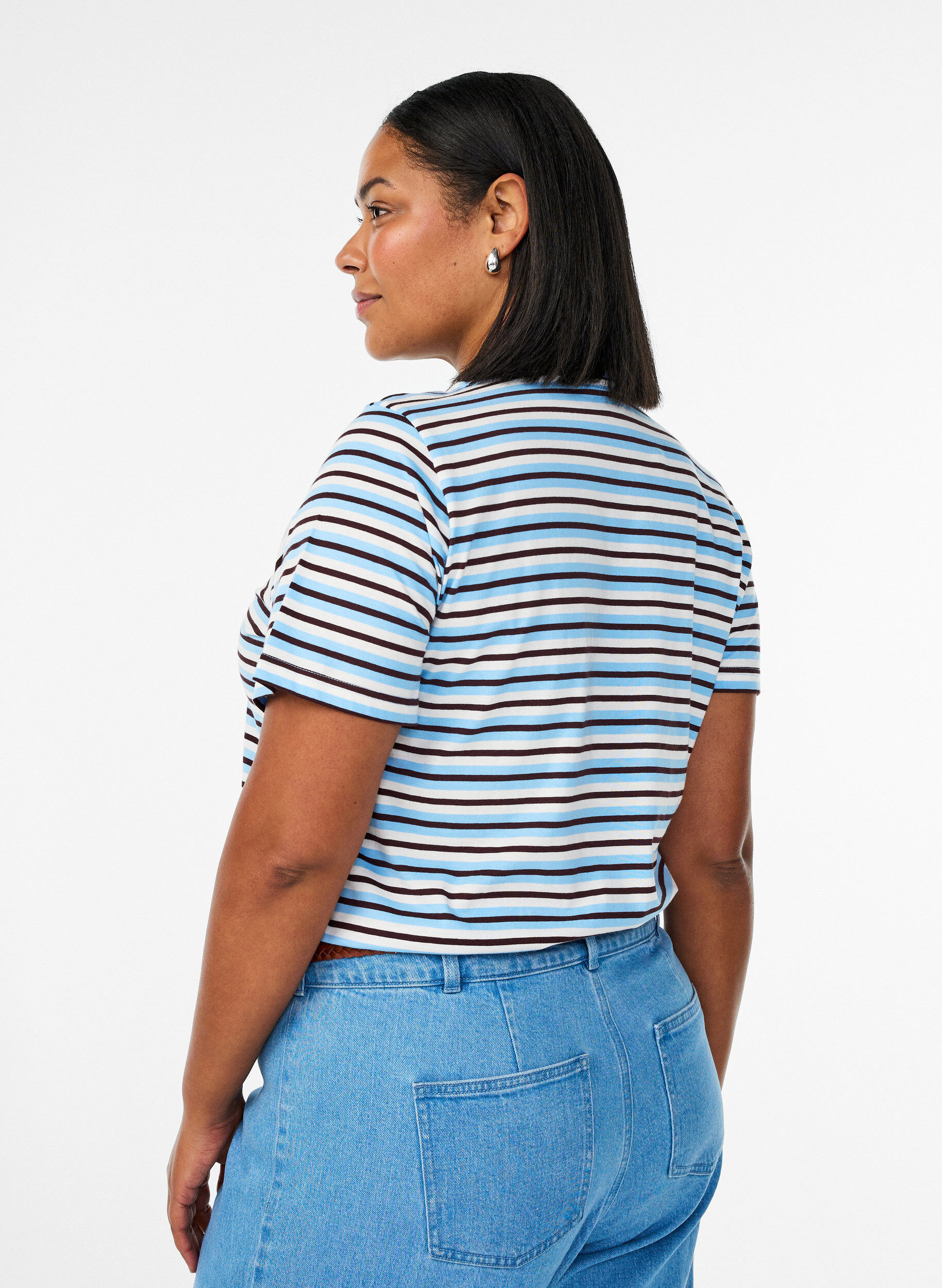 Zizzifashion Cotton T-shirt with stripes, Blue, Model image number 2