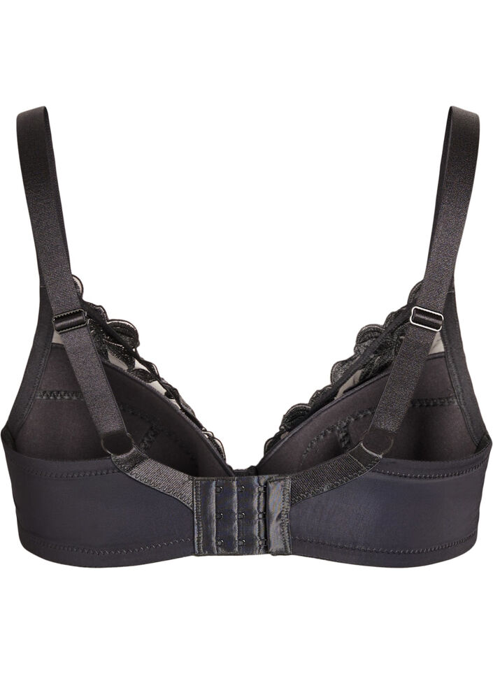 Padded underwire bra with embroidery, Black, Packshot image number 1