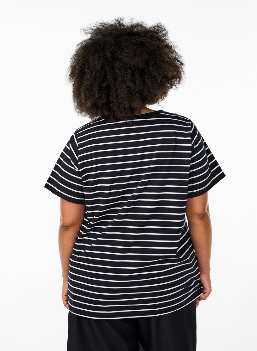 Striped T-shirt with text print, Black, Model image number 2