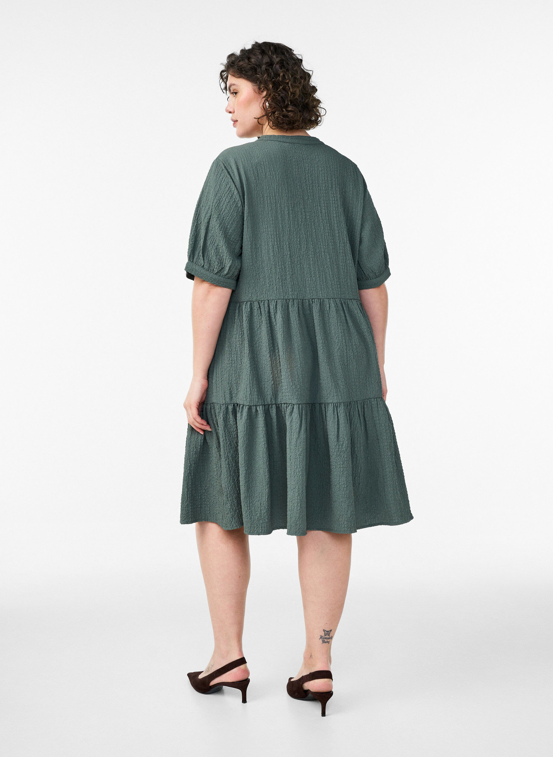 Zizzifashion Short A-line dress, Green, Model image number 1