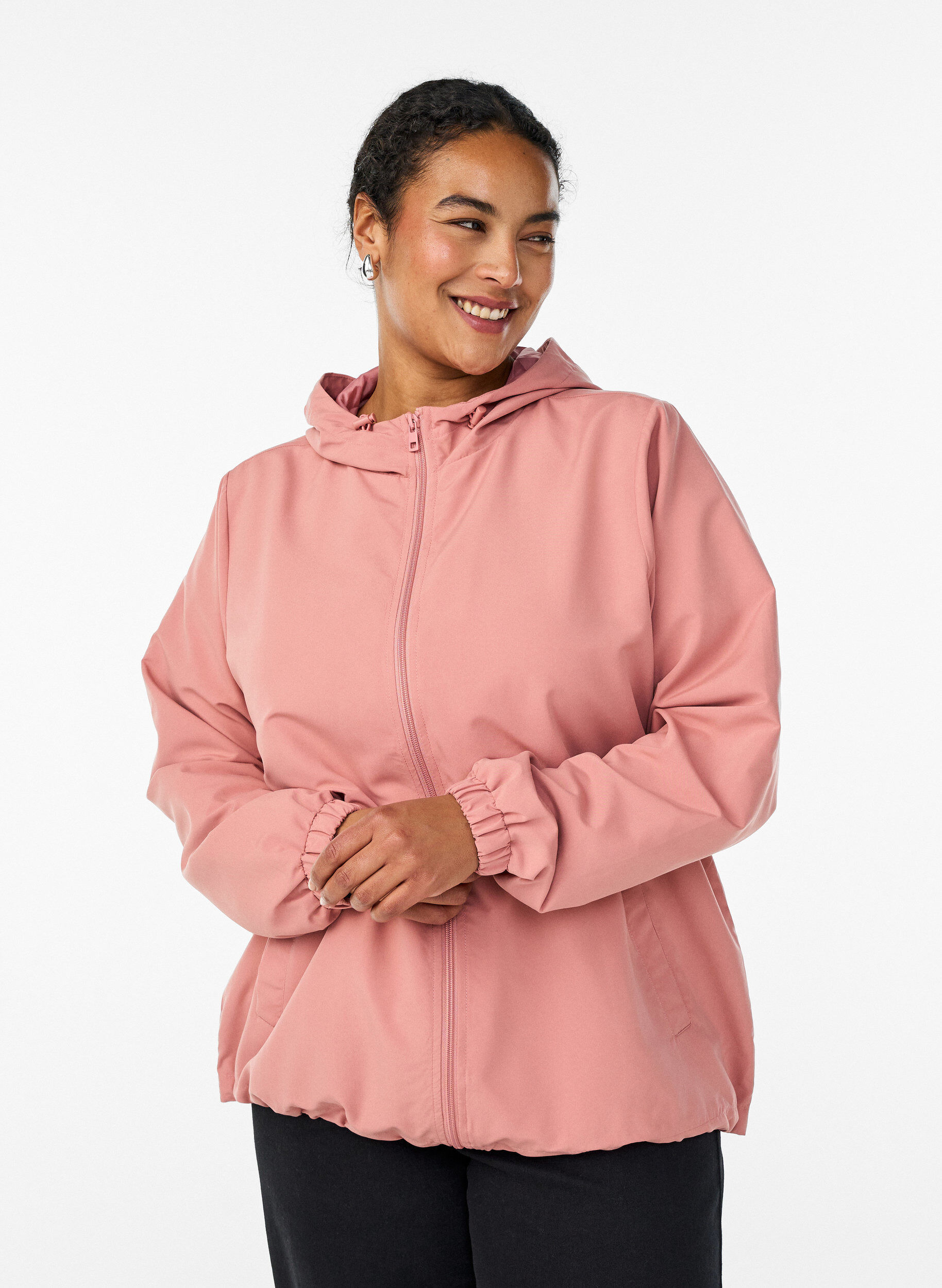 ZizzifashionLightweight jacket with a hood and zipper, Rose, Model image number 0