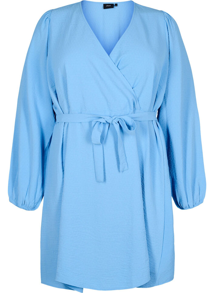 Short wrap dress with tie belt, Light Blue, Packshot image number 0