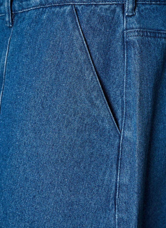 A-line denim skirt with wavy button placket, Blue, Packshot image number 3