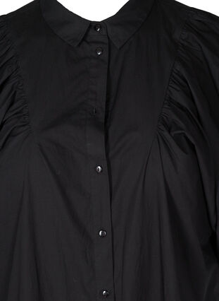 Cotton tunic with 3/4 length balloon sleeves, Black, Packshot image number 2