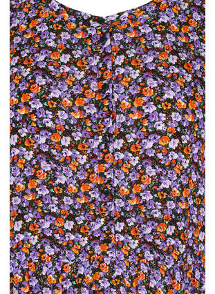 Short-sleeved viscose dress with A-line cut, Purple Ditsy Flower, Packshot image number 2