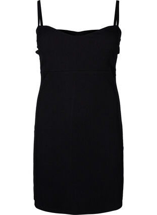 Ribbed slip dress, Black, Packshot image number 0