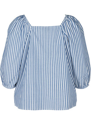 Striped cotton blouse with 3/4 sleeves, Bijou Blue Stripe, Packshot image number 1