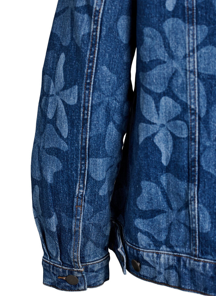 Denim jacket with floral pattern, Blue, Packshot image number 3