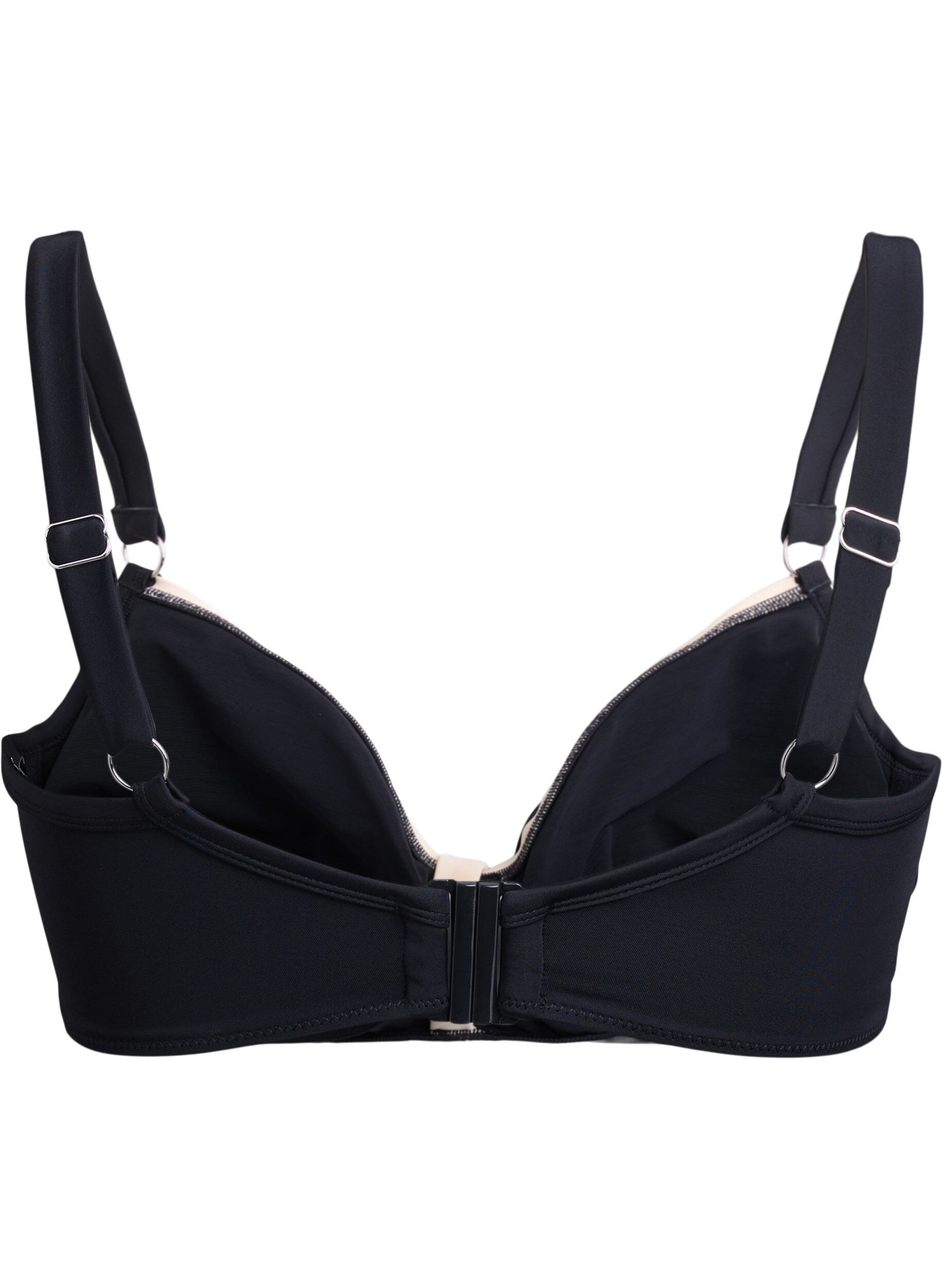 Zizzifashion Bikini top with ruching and contrast details, Black, Packshot image number 1