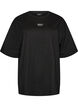 Active T-shirt with a loose fit and embroidered statement, Black, Packshot image number 0