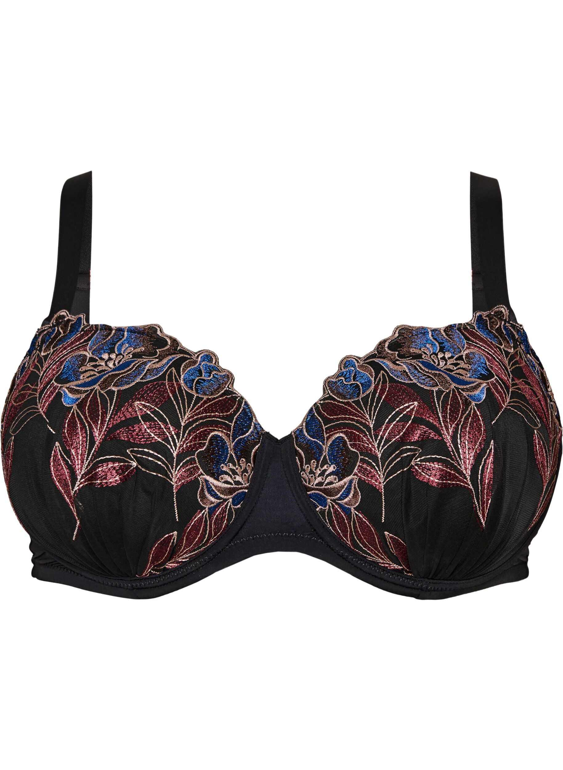 Moulded bra with floral embroidery