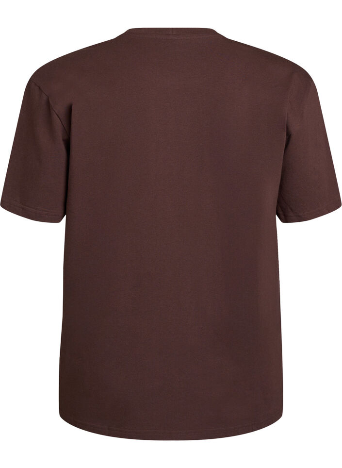 Sporty T-shirt in organic cotton, Brown, Packshot image number 1