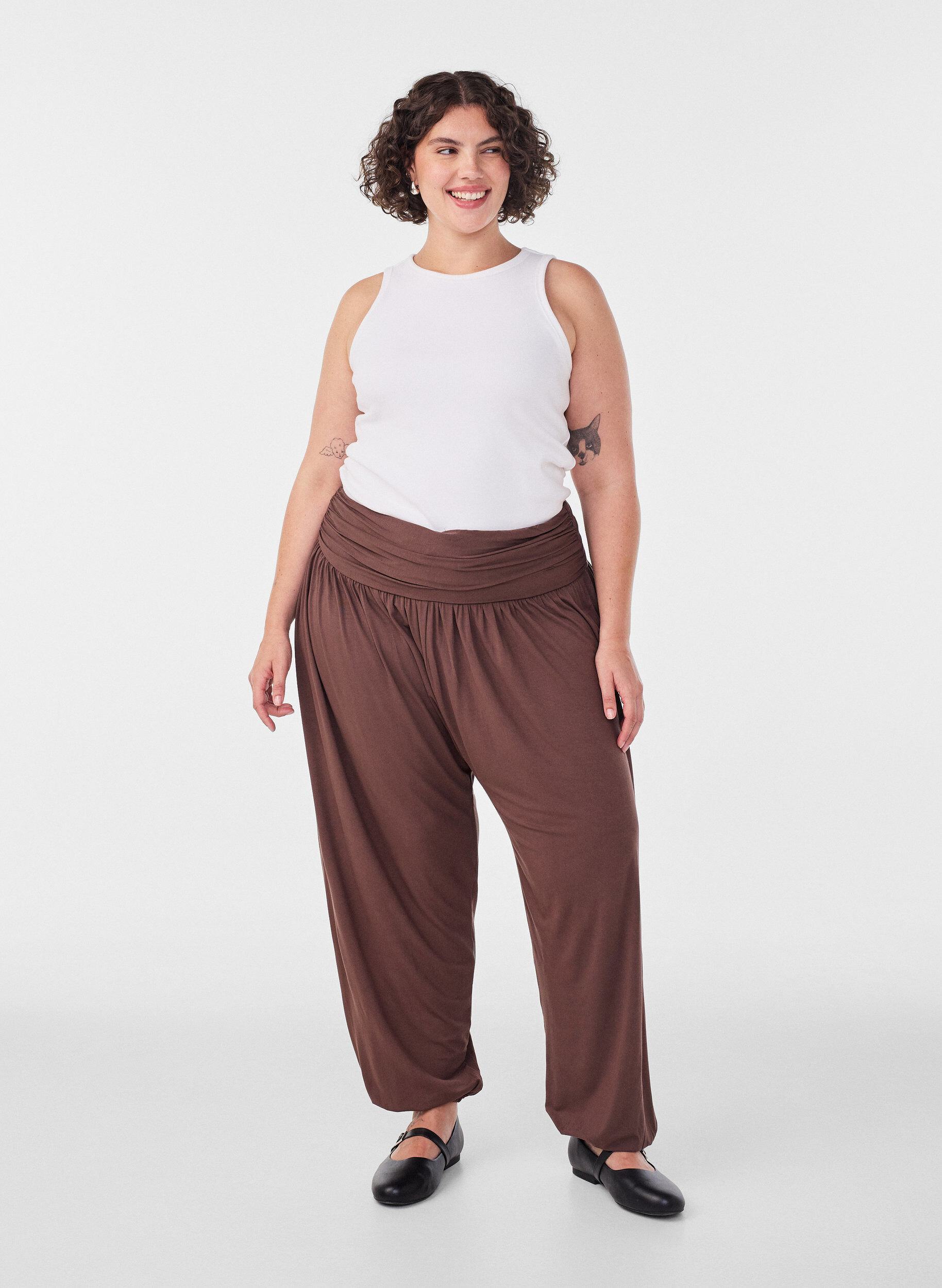 ZizzifashionLoose-fitting harem trousers, Brown, Model image number 1