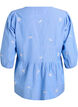 Cotton blouse with embroidered flowers and button fastening, Light Blue, Packshot image number 1