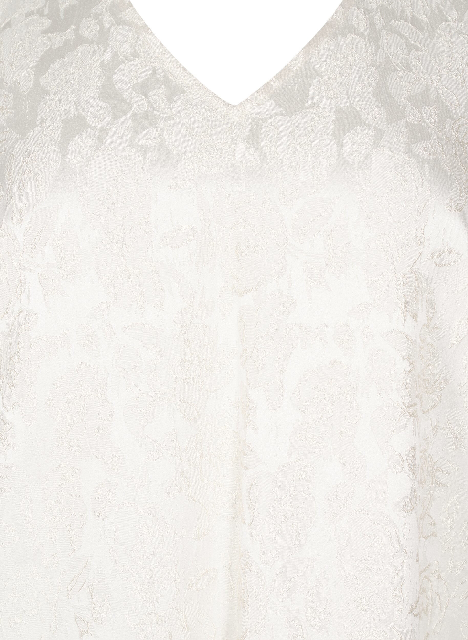 Zizzifashion Knee-length jacquard dress with short sleeves, Whisper White, Packshot image number 2