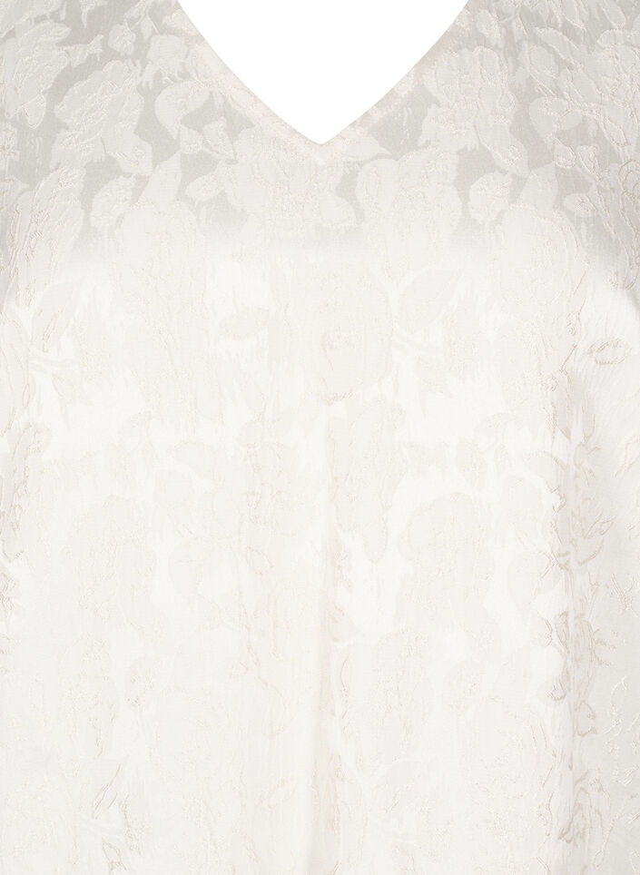 Knee-length jacquard dress with short sleeves, Whisper White, Packshot image number 2