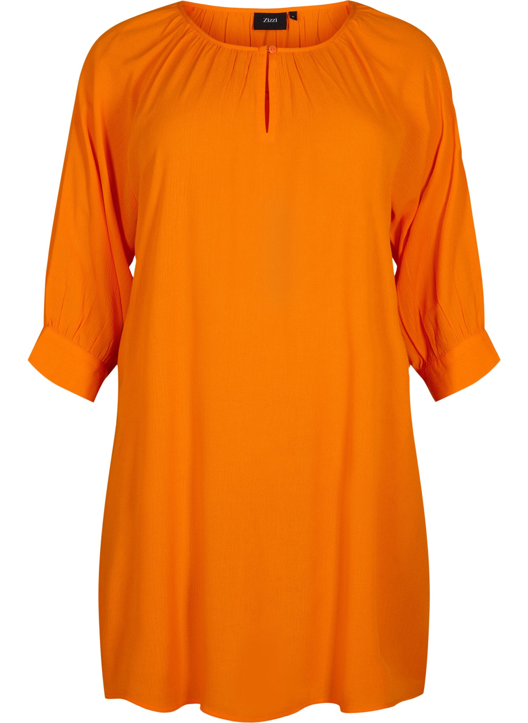 Zizzifashion Viscose tunic with 3/4 sleeves, Orange, Packshot image number 0