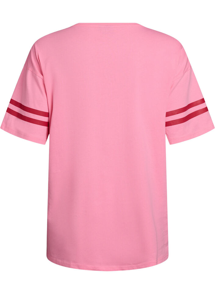 Sporty oversized college T-shirt, Pink, Packshot image number 1
