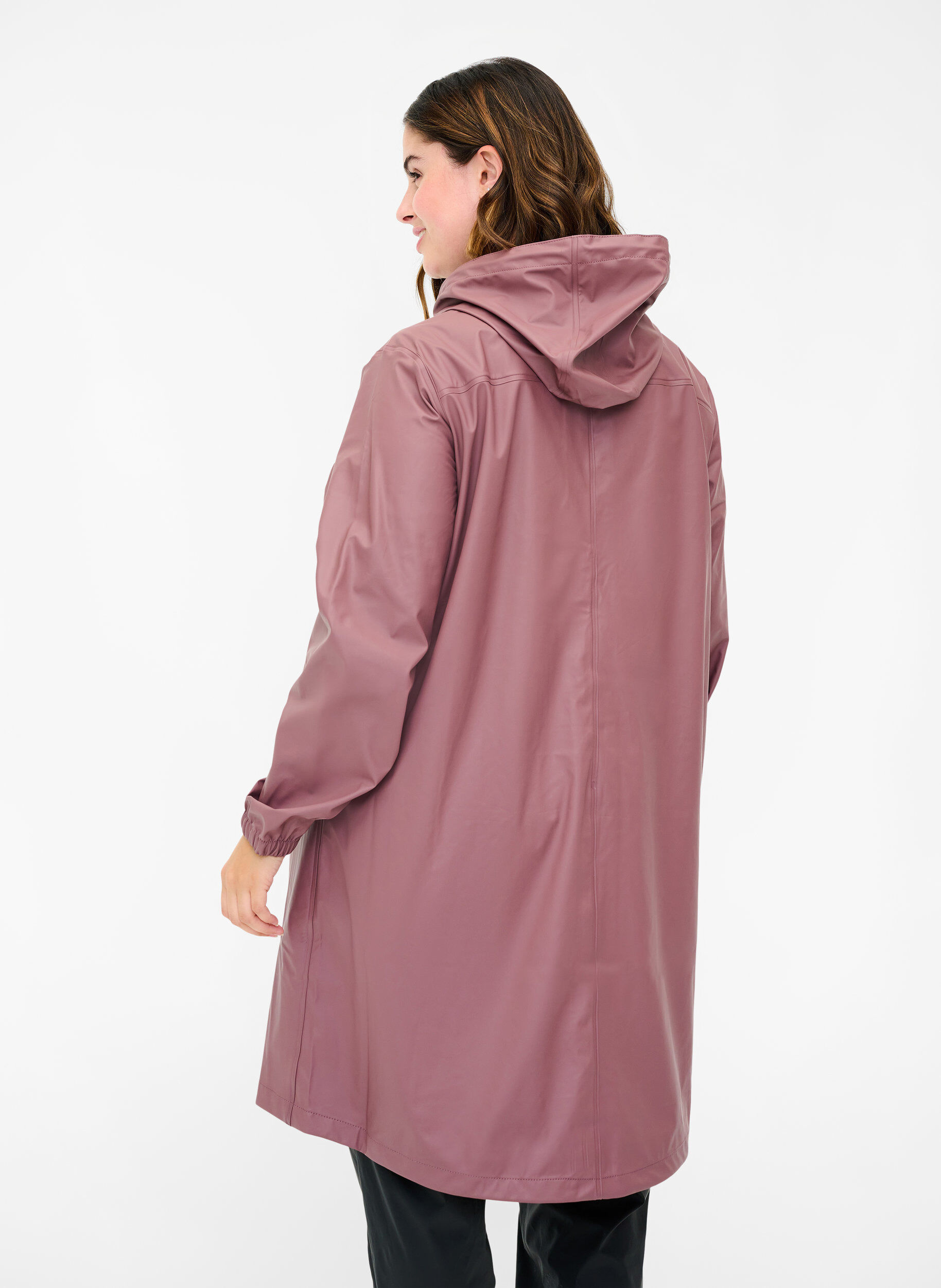 Zizzifashion Rain jacket with hood and button fastening, Rose Taupe, Model image number 1