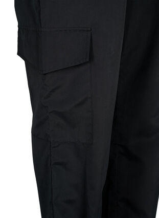 Cropped cargo pants with adjustable elastic, Black, Packshot image number 3