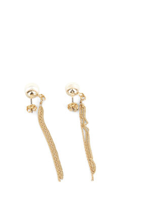Pearl earrings with chains, Gold, Packshot image number 1