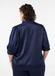 Satin-look blouse with 1/2 sleeves and a ruffle collar, Blue, Model image number 2