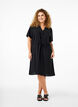 Short sleeve dress with tie waist, Black, Model image number 2