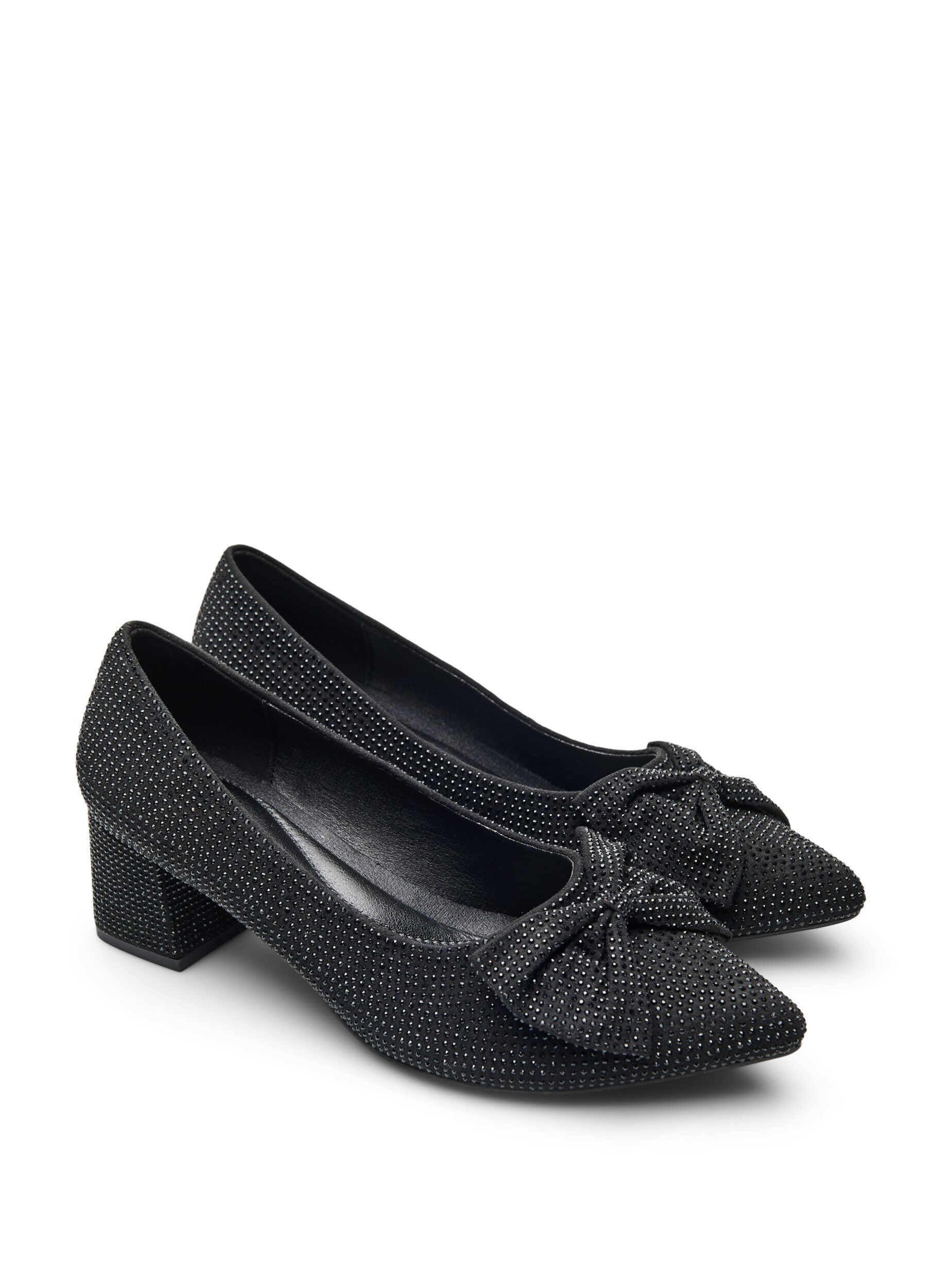 Zizzifashion Pumps with bow and rhinestones, Black, Packshot image number 1