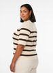 Knitted blouse with stripes and short sleeves, Vanilla, Model image number 2