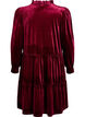 Short velour dress with a ruffle collar and long sleeves, Red, Packshot image number 1