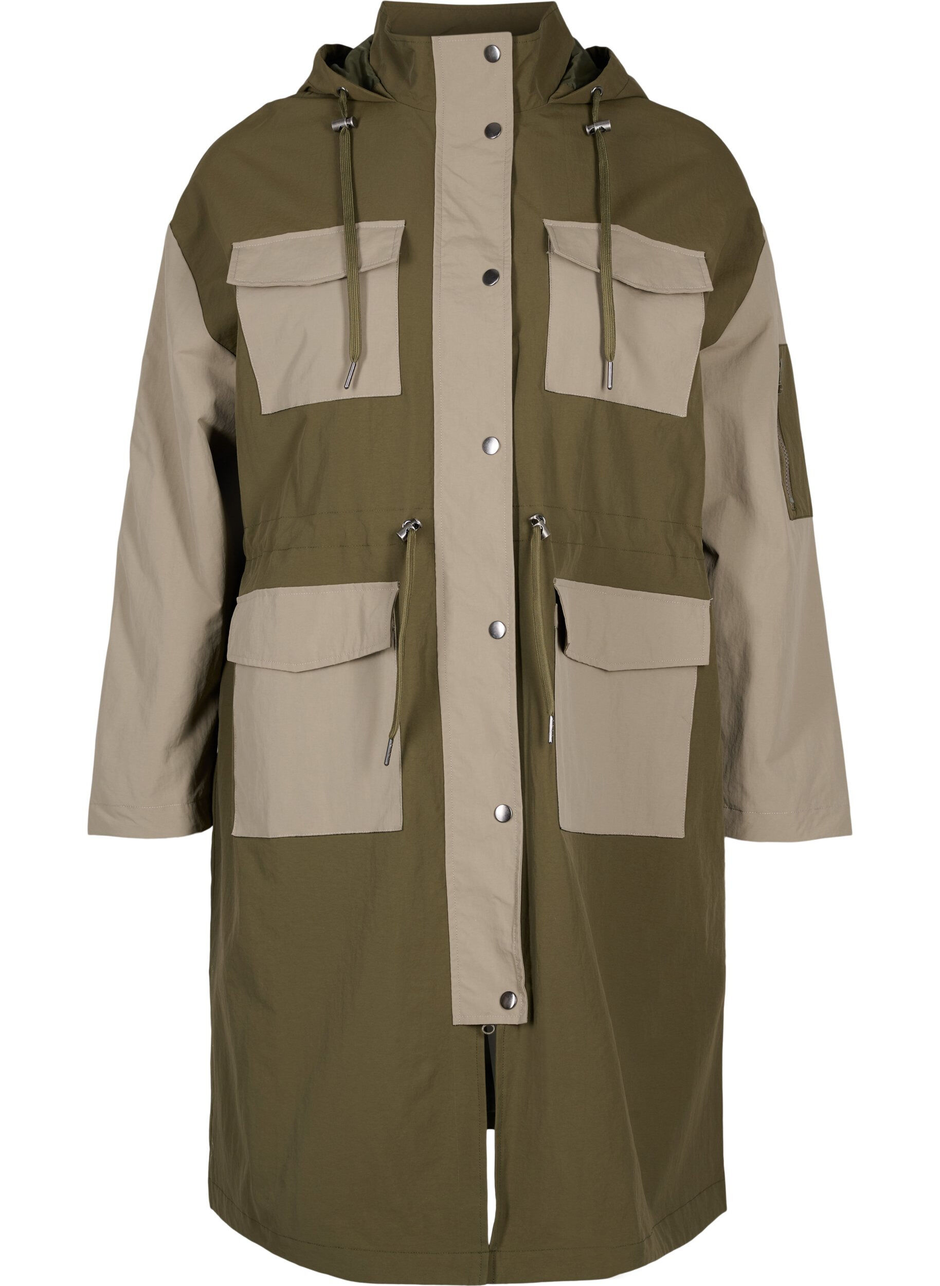 Zizzifashion Contrast jacket with pockets, Dark Olive Comb., Packshot image number 0