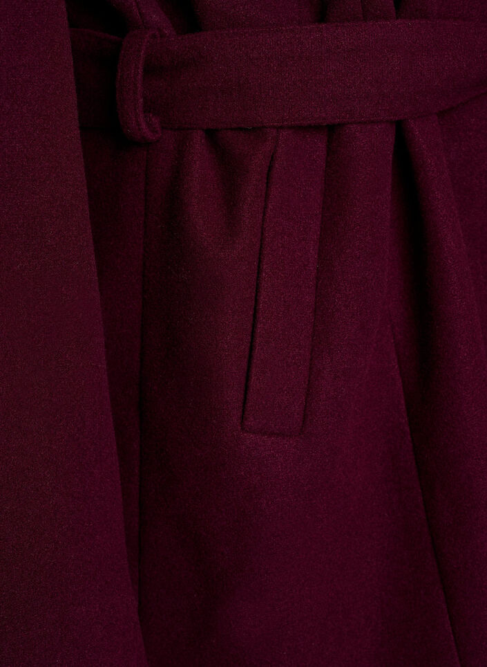 Short coat with a belt, Dark Bordeaux, Packshot image number 3
