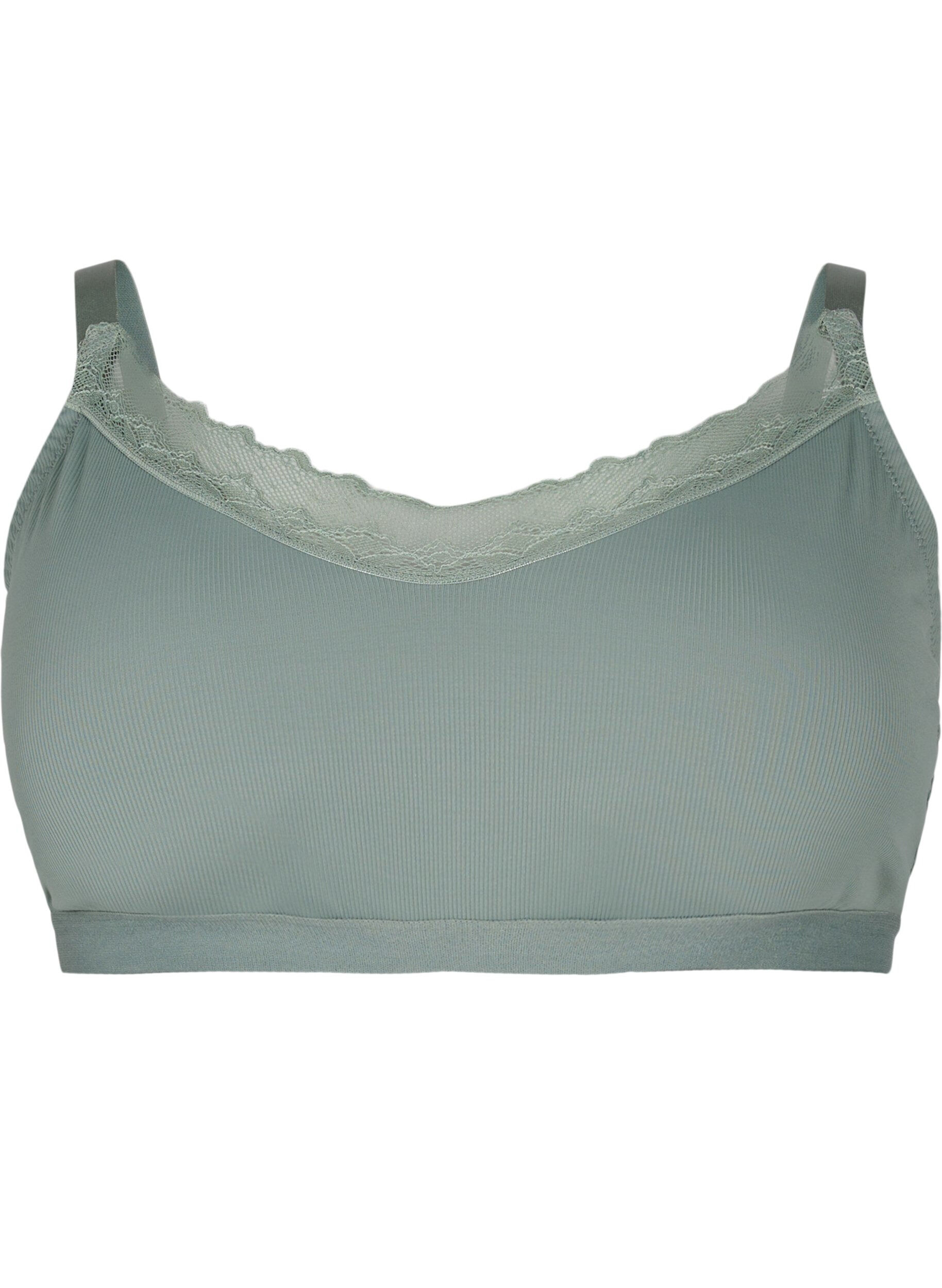 Zizzifashion Ribbed bra with lace, Laurel Wreath Ass, Packshot image number 0